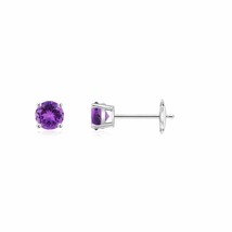 Natural Amethyst Solitaire Stud Earrings for Women in 14K Gold (Grade-AAA , 3MM) - £179.13 GBP