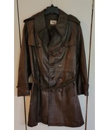 Vtg Mens 40 Jadoli of Israel Brown Distressed Leather Trench Coat Made i... - €42,12 EUR