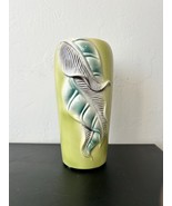 Vtg MCM 60s Royal Copley Tropical Leaf Vase Chartreuse, green, brown 8.5” - $737.95 MXN
