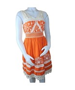 Anthropologie Sun Dress Womens 0 Orange Crochet Smocked Aniko Moulinette... - $36.46