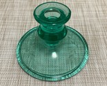 Single Uranium Glass Candle Holder w/ Leaf Designs on Base ~ Vintage! - £11.52 GBP