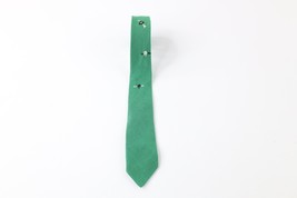 Vintage 50s 60s Boys Irish Clover Knit Skinny Neck Tie Dress Tie Wedding Green - £15.73 GBP