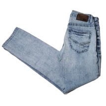 BKE Buckle Alec Straight Leg Jeans 30x32 Light Wash Blue Denim Distressed - £31.54 GBP