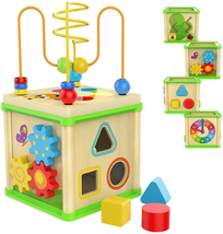 Wooden Activity Cube Toys for 1 Year Old Girl Gift, Educational Montessori - £17.99 GBP