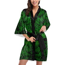 Green Leaves Short Kimono Robe Bridal Bridesmaid Wedding - £47.05 GBP