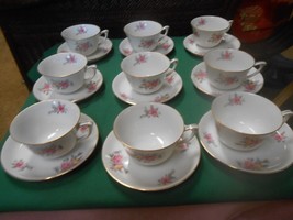 Outstanding Occupied Japan Narumi China...&quot;Pink Roses&quot; Set Of 9 Cups &amp; Saucers - £42.49 GBP