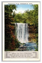 Minnehaha Falls In Winter Minneapolis Minnesota MN UNP Linen Postcard S25 - £2.28 GBP