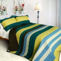 [Distant Letter] 3PC Vermicelli-Quilted Patchwork Quilt Set (Full/Queen ... - £75.85 GBP