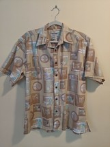 Cooke Street Hawaiian Short Sleeve Button Up Shirt Men&#39;s L Beige Tiki Bar - £18.36 GBP