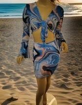 Groovy Sexy Cute Hot 2PC  Bell Sleeve Crop Top/Above Knee Skirt Small - $147.44 MXN