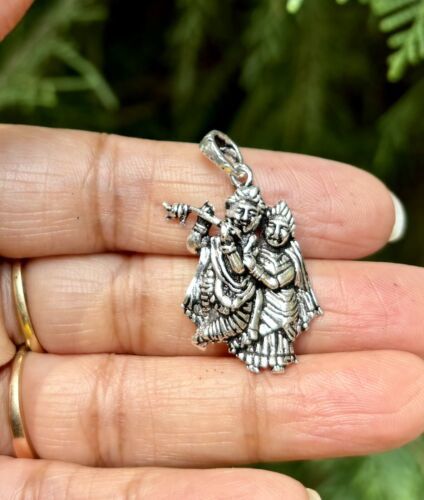 925 Sterling Silver Lord Radha Krishna Pendant, Wearing Temple, Puja 4.1 gm Item image 3