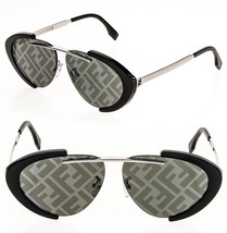 FENDI FENDILAND 40042 Black Silver FF Mirrored Print Unisex Sunglasses F... - £397.16 GBP