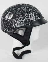 Matte Black Skull Boneyard DOT Vented Shorty Half Motorcycle Helmet XS- 2XL - £61.43 GBP+