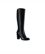 Style Co Womens 6 M Black Leather Block Heel Knee High Boots DISPLAY HB0 - $44.09