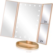 The Infitrans 3 Folds Lighted Vanity Makeup Mirror Features 1X/2X/3X - £31.55 GBP