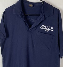 Vintage Polo Shirt Anvil Chain Stitch Navy Blue Men’s Large USA 70s 80s - £27.35 GBP