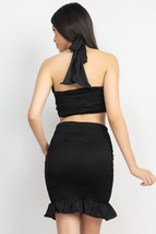 Halter Neck Crop Top &amp; Skirts Set L - £19.40 GBP+
