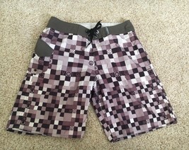 VOLCOM Mens SIZE 30 Geometric Square Board Swim Shorts. Purple black white. - £14.93 GBP