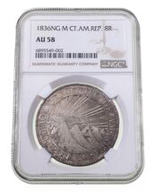 1836NG M Central American Republic 8 Reales NGC AU-58 High Grade - $3,289.55