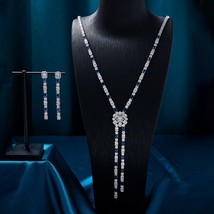 New Long Necklace Set for Women Cubic Zirconia Necklace Sweater Chain Necklace D - £105.90 GBP