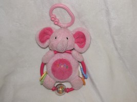 Prestige Stuffed Plush Pink Elephant Press Circle Ring Rattle Musical Light Up - £18.24 GBP