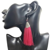 Fashion Jewelry Womens Pink Tassel Bohemian French Hook Dangle Earrings Boho - £15.75 GBP