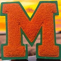 Vtg 1950’s Varsity Letterman Jacket Patch “M” Orange Black Neff Athletics - $15.87