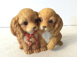 Vintage Homco 2 Cocker Spaniels Masterpiece Porcelain 1988 Puppies Collectible - £9.33 GBP
