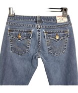 True Religion Jeans Womens 28 Blue Denim Flare Joey Seam Y2K Boho Western Ladies - $22.95