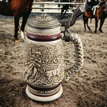 Beer Stein Avon Cowboy Roping Chuckwagon Cattle Drive Stage Coach Exclusive 1980 - £17.94 GBP