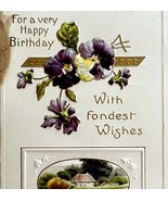 Happy Birthday Greeting Postcard 1910 Farmhouse Flower Germany Embossed ... - €17,46 EUR