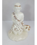 1968 Holland Mold Christmas Nativity Off White &amp; Gold 4.75&quot; Kneeling Boy - $336.66 MXN