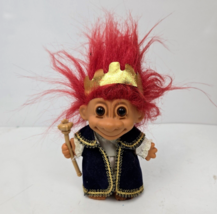 Vintage Russ King Royal Troll Crown Scepter Blue Robe Red Hair 5&quot; Russ B... - £7.98 GBP