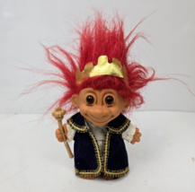 Vintage Russ King Royal Troll Crown Scepter Blue Robe Red Hair 5" Russ Berrie - $9.99