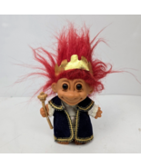 Vintage Russ King Royal Troll Crown Scepter Blue Robe Red Hair 5&quot; Russ B... - £7.83 GBP