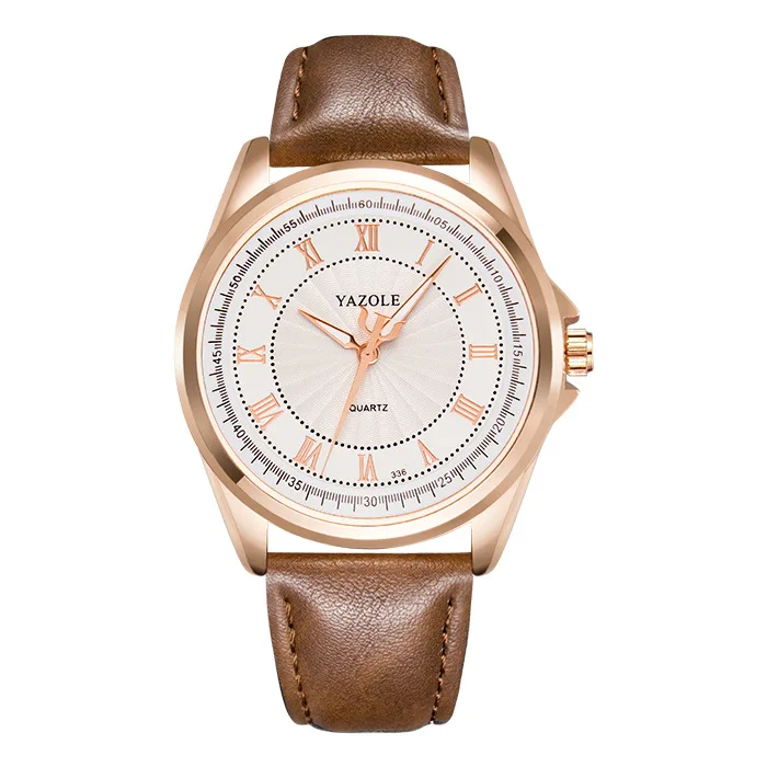 Brand Mens Watch Luxury Rose Gold Metal Case Analog Quartz Watch Leather... - $16.53