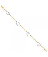 14K Two Tone Lightweight Gold Heart Bracelet - $363.79 CAD