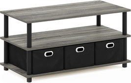 French Oak Grey/Black/Black Furinno Turn-N-Tube Coffee Table, 31.22D X 1... - $1,367.56 MXN