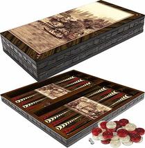 LaModaHome Turkish Waterside Backgammon Set, Wooden, Board Game for Family Game  - £48.22 GBP