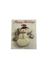 Happy Holidays Snowman Brooch Pin Christmas Dangle Charms Sparkle Rhinestones  - £11.64 GBP