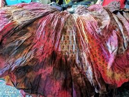 RED TYEDYED ATS TRIBAL BELLYDANCE ATS AMAZING EARTHY GYPSY SKIRT 25 YDS~36&quot; - $2,352.22 MXN