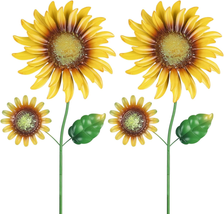 Metal Sunflowers Decorative Garden Stakes, 2 Pack 22&quot; Outdoor Garden Decor with  - $29.77