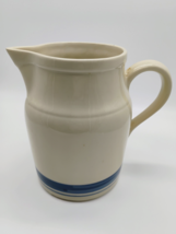 Friendship Pottery, Roseville Ohio, Vtg Milk Pitcher with Blue Stripes - $337.44 MXN
