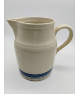 Friendship Pottery, Roseville Ohio, Vtg Milk Pitcher with Blue Stripes - $338.75 MXN