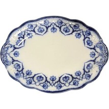 W. H. Grindley Haddon Oval Flow Blue Antique Platter Floral England 12 X 9&quot; 1900 - £62.24 GBP