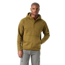 Bass Outdoor Men&#39;s Regular-Fit Mixed-Media 1/4-Snap Hoodie - Fir Green-L... - $31.99