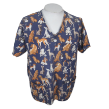 Comfy Cottons Vintage Medical Scrub Shirt Dog Breed print XL unisex dist... - £19.77 GBP