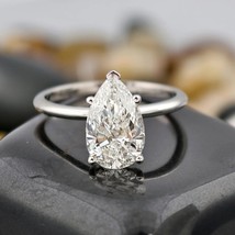 3.18 Carat Pear Cut Lab Grown Diamond IGI Certified Hidden Halo Engageme... - $1,253.01