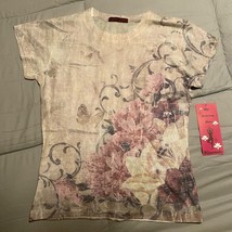 KOS USA Women&#39;s Floral T-shirt Size Medium - £19.35 GBP