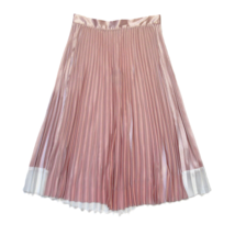 NWT Ted Baker Glaycie in Pink Satin Flared A-line Pleated Midi Skirt 3 /... - $140.00